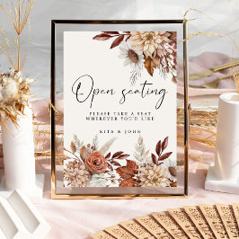 Póster Rótulo del Boda de asientos abiertos de Cream Boho