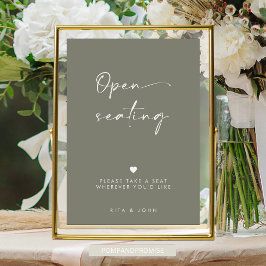 Póster Rótulo del Boda de asientos abiertos Sage Green Mo