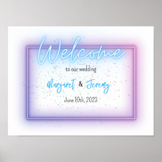 Póster Rótulo del Boda de bienvenida de Neon Glow Guay