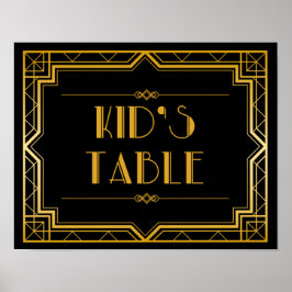 Póster Rótulo del Boda de la mesa para niños | Gatsby Art