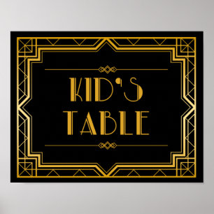 Póster Rótulo del Boda de la mesa para niños   Gatsby Art