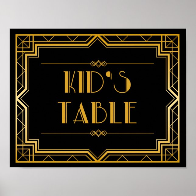 Póster Rótulo del Boda de la mesa para niños | Gatsby Art (Frente)