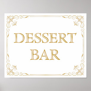 Póster Rótulo del Boda del bar del postre   Caligrafía mo