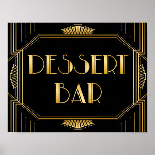 Póster Rótulo del Boda del bar del postre   Gatsby Art De