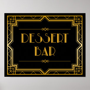 Póster Rótulo del Boda del bar del postre   Gatsby Art De