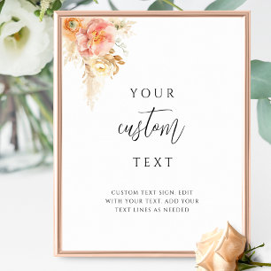 Póster Rótulo del Boda floral delgado con Personalizado T