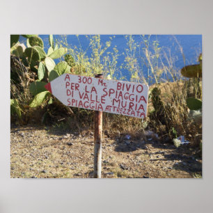 Póster Rótulo del borde de la carretera de Lipari