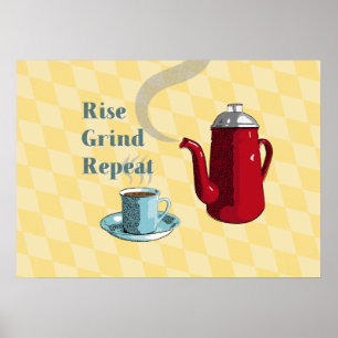 Póster Rótulo del café del siglo medio l retro