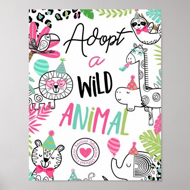 Póster Rótulo del Centro de Adopción de Animales fiestas (Frente)