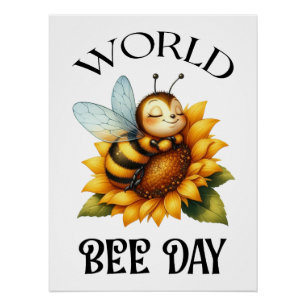Póster Rótulo del Día Mundial de la Abeja