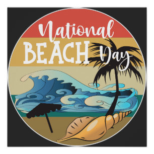 Póster Rótulo del Día Nacional de la Playa