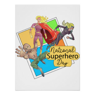 Póster Rótulo del Día Nacional de Superhéroes