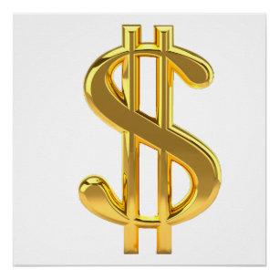 Poster Rótulo del dólar dorado