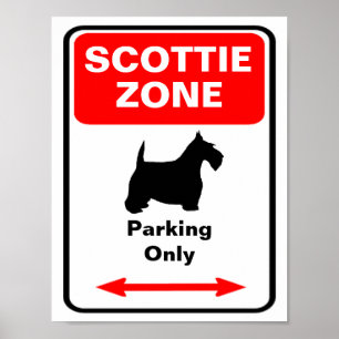 Póster Rótulo del estacionamiento de la zona del escocés