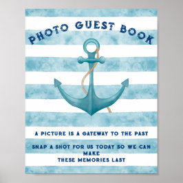 Póster Rótulo del libro de Baby Shower Blue Nautical Sail