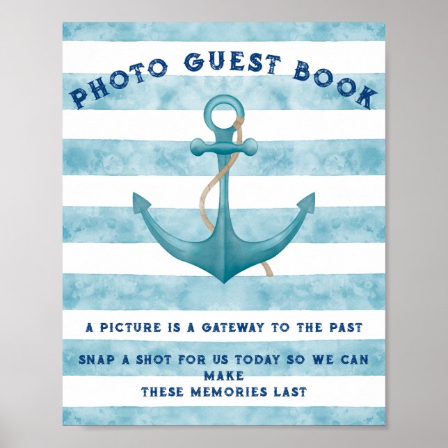 Póster Rótulo del libro de Baby Shower Blue Nautical Sail (Frente)