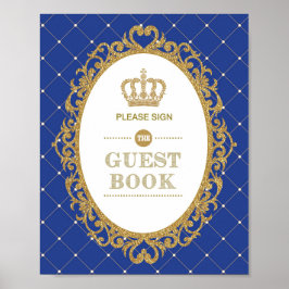 Póster Rótulo del libro de cumpleaños Royal Blue Gold Pri