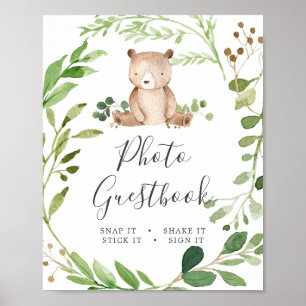 Póster Rótulo del libro de fotografías de Bear Baby Showe