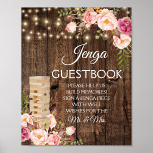 Póster Rótulo del libro de huéspedes de Floral Rustic Bod