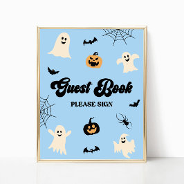 Póster Rótulo del libro de invitados Blue Halloween Spook