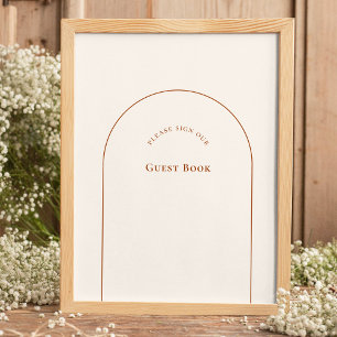 Póster Rótulo del libro de invitados Boho Arch Ivory Boda