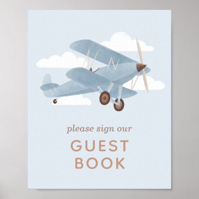Póster Rótulo del libro de invitados de Baby Shower Viaje (Frente)