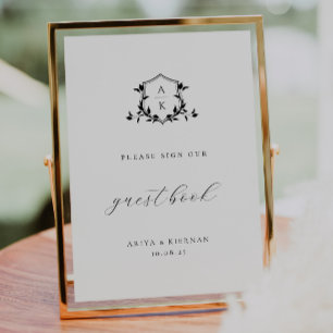 Póster Rótulo del libro de invitados de Escudo negro Vine