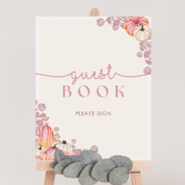 Póster Rótulo del libro de invitados de Pumpkin Baby Show