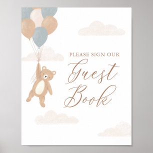 Póster Rótulo del libro de invitados de Teddy Bear Boy Ba