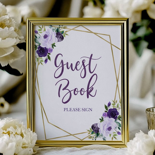 Póster Rótulo del libro de invitados floral Purple Gold W (Subido por el creador)
