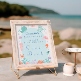 Póster Rótulo del libro de invitados para Baby Shower Pas