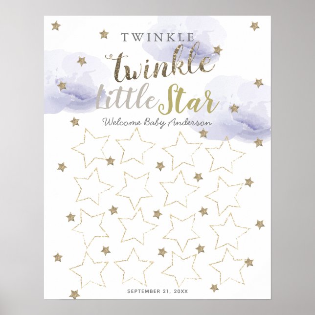 Póster Rótulo del libro de invitados Twinkle Little Star  (Frente)