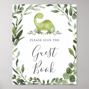 Póster Rótulo del libro de oro de Dinosaur Baby Shower