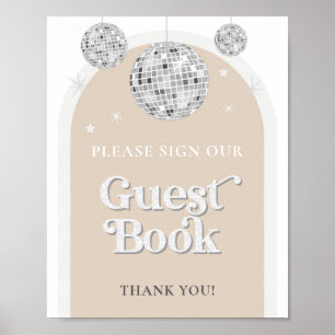 Póster Rótulo del libro invitado Disco Ball Baby Shower