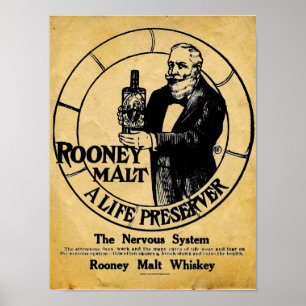 Póster Rótulo del licor del whisky de malta de Rooney de