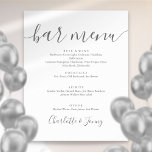 Póster Rótulo Del Menú Barra De Guión Firma Gris Y Blanco<br><div class="desc">Este elegante guión del signo del menú de la barra minimalista es perfecto para todas las celebraciones. Diseñado por Thisisnotme©</div>