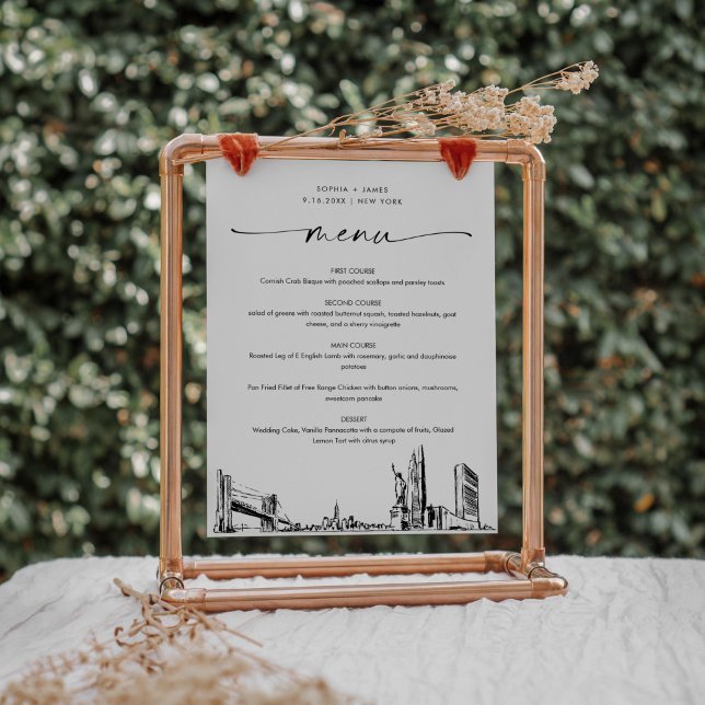 Póster Rótulo del menú Boda de la línea aérea de Nueva Yo (Subido por el creador)