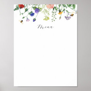 Póster Rótulo del menú Campos de flores silvestres