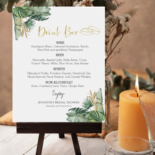 Póster Rótulo del menú de bebidas de Bachelorette tropica (Subido por el creador)
