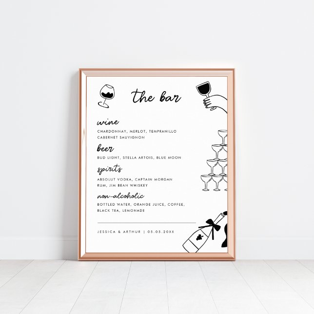 Póster Rótulo del menú de bebidas del Boda francés dibuja (Subido por el creador)