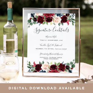 Póster Rótulo del menú de cócteles Radiant Bloom Signatur