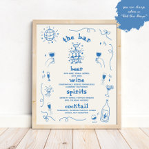 Rótulo del menú de la barra caprichosa dibujado a