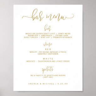 Póster Rótulo del menú de la barra de bodas - Guión de on
