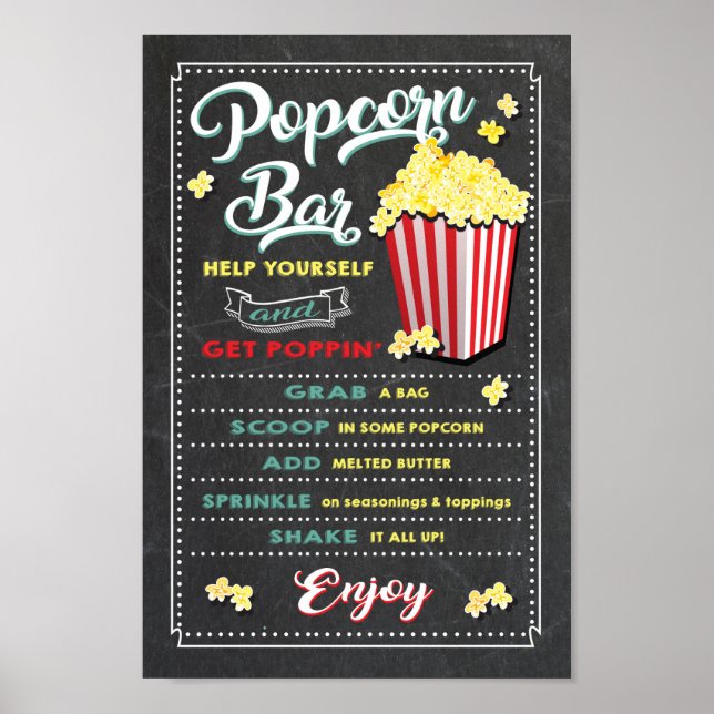 Póster Rótulo del menú de la barra de palomitas (Frente)