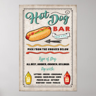 Póster Rótulo del menú de la barra de perro caliente