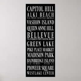 Póster Rótulo del Metro de Seattle
