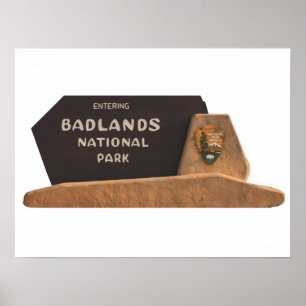 Póster Rótulo del Parque Nacional Badlands