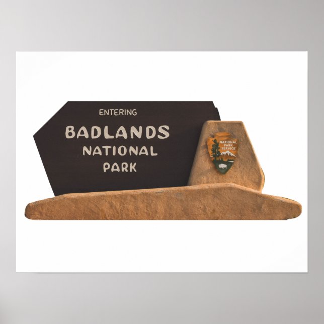 Póster Rótulo del Parque Nacional Badlands (Frente)