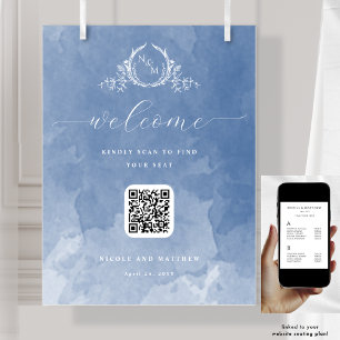 Póster Rótulo del plan de asiento del código QR del monog