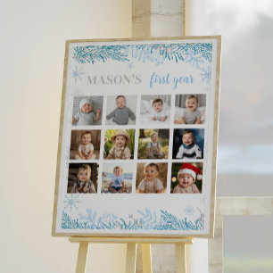 Póster Rótulo del primer año de la foto del invierno en O